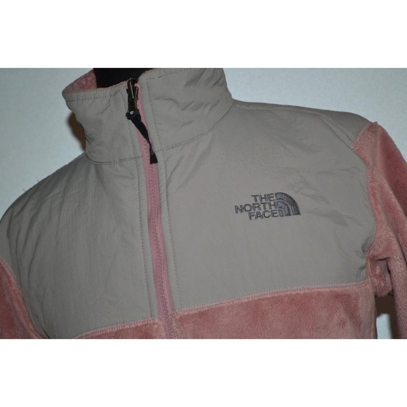29877 The North Face Plush Fleece Jacket Full Zip Pink Gray Size Large Girls - Picture 4 of 10